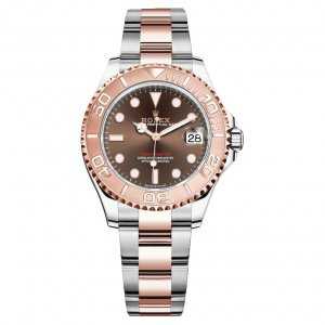 Rolex Yacht-Master 37mm Rose Gold Steel Chocolate Dial Ladies Watch