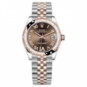 Rolex Datejust 31mm Rose Gold Steel Chocolate Dial Ladies Watch