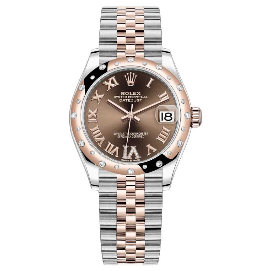 Rolex 31mm Rose Gold Steel Chocolate Dial Ladies Watch 278341RBR-0004 for • Black Tag Watches
