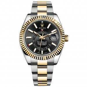 Rolex Sky-Dweller 42mm Yellow Gold Steel Black Dial Watch