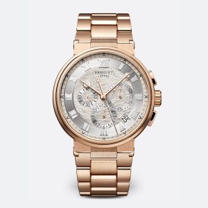 Breguet Marine Chronograph 5527 Silver 18K Rose Gold Watch