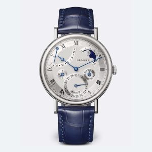 Breguet Classique Quantième Perpétuel 7327 Silver 18K White Gold Watch