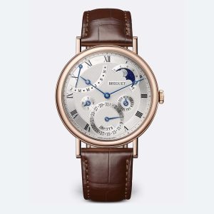 Breguet Classique Quantième Perpétuel 7327 Silver 18K Rose Gold Watch