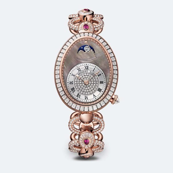 Breguet Reine de Naples 8909 Silver 18K Rose Gold Watch