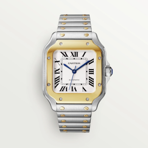 Cartier Santos de Cartier Medium Silver 18K Yellow Gold Watch