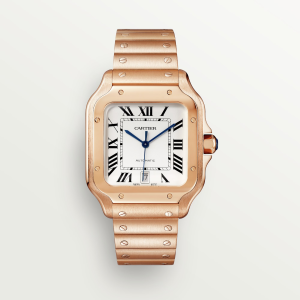 Cartier Santos de Cartier Large Silver 18K Rose Gold Watch