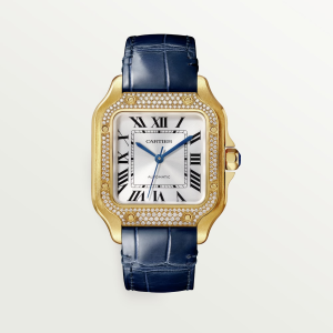 Cartier Santos De Cartier Medium White 18K Yellow Gold Watch