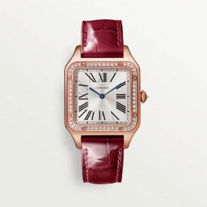 Cartier Santos Dumont Large Silver 18K Rose Gold Watch