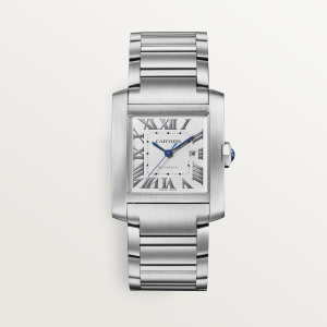 Cartier Tank Française Large Silvered Stainless Steel Watch