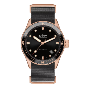 Blancpain Fifty Fathoms Bathyscaphe Black Dial 18K Rose Gold Watch