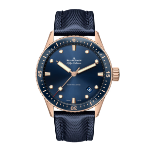 Blancpain Fifty Fathoms Bathyscaphe Blue Dial 18K Rose Gold Watch