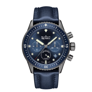 Blancpain Fifty Fathoms Bathyscaphe Chronographe Flyback Ocean Commitment Blue Dial Ceramic Watch