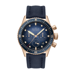 Blancpain Fifty Fathoms Bathyscaphe Chronographe Flyback Blue Dial Red Gold Watch
