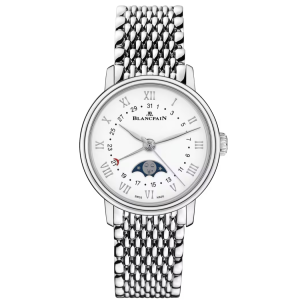 Blancpain Villeret Quantième Phases de Lune White Dial Stainless Steel Watch