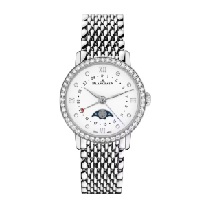 Blancpain Villeret Quantième Phases de Lune White Dial Stainless Steel Watch