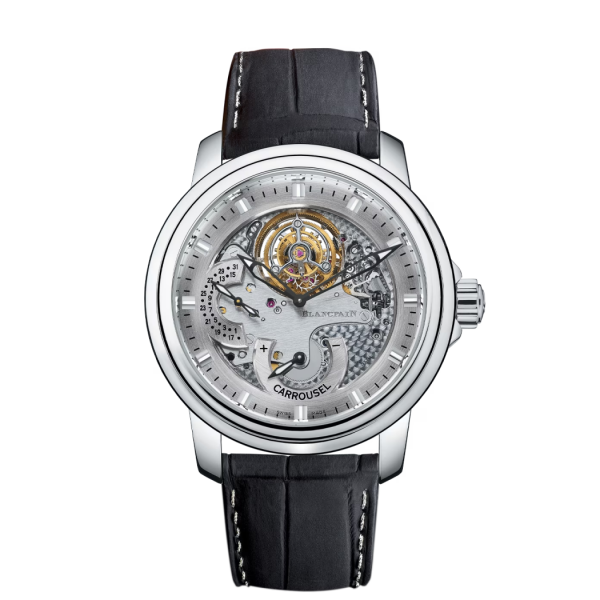 Blancpain Villeret Carrousel Volant Une Minute Grey Dial Platinum Watch