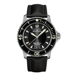 Blancpain Fifty Fathoms Grande Date Black Dial Titanium Watch