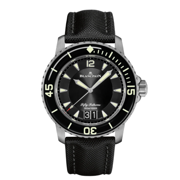 Blancpain Fifty Fathoms Grande Date Black Dial Titanium Watch