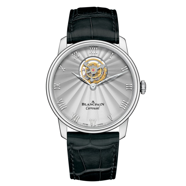 Blancpain Villeret Carrousel Volant Une Minute Opaline Dial Platinum Watch