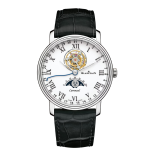 Blancpain Villeret Carrousel Phases de Lune White Dial Platinum Watch