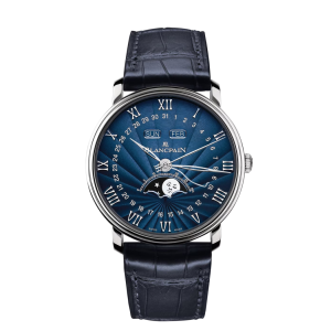 Blancpain Villeret Quantième Complet Blue Dial White Gold Watch
