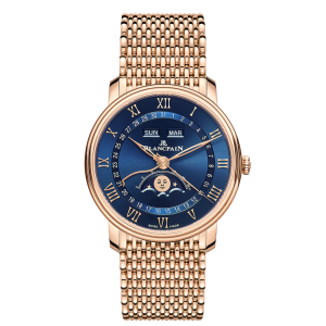Blancpain Villeret Quantième Complet Blue Dial Red Gold Watch