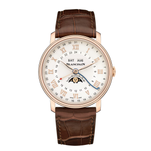 Blancpain Villeret Quantième Complet Phases de Lune GMT Opaline Dial Red Gold Watch